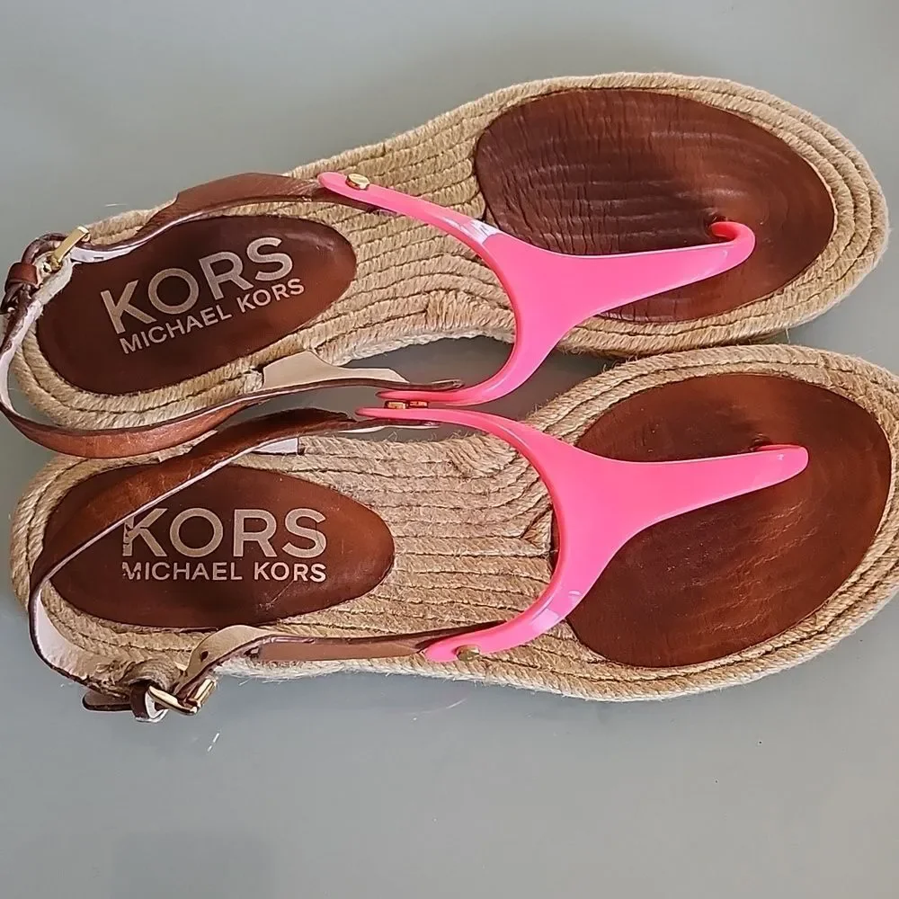 Michael Kors Barbiecore Pink Stephy Espadrille Sandals Size 9.5 Barbiecore